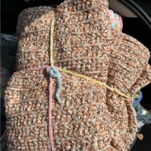 Orange Speckled Cozy Crocheted Blanket
